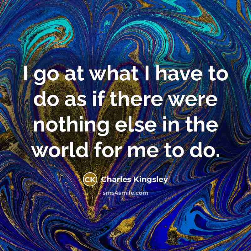“I go at what I have to do as if…” quote by Charles Kingsley