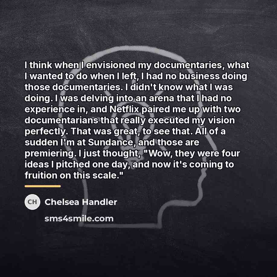 “I think when I envisioned my documentaries, what I wanted…” quote by Chelsea Handler