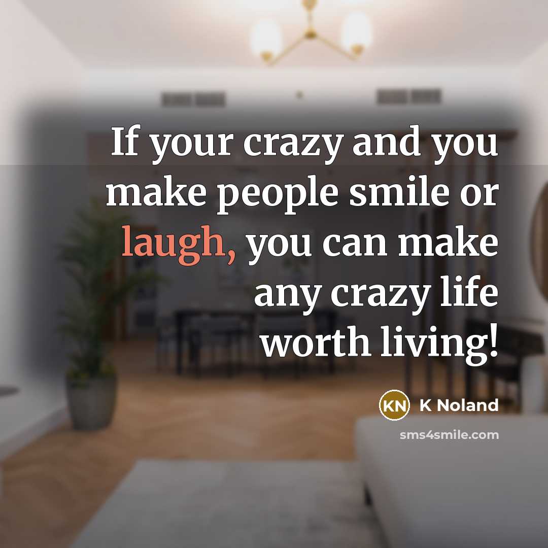 “If your crazy and you make people smile or laugh,…” quote by K Noland