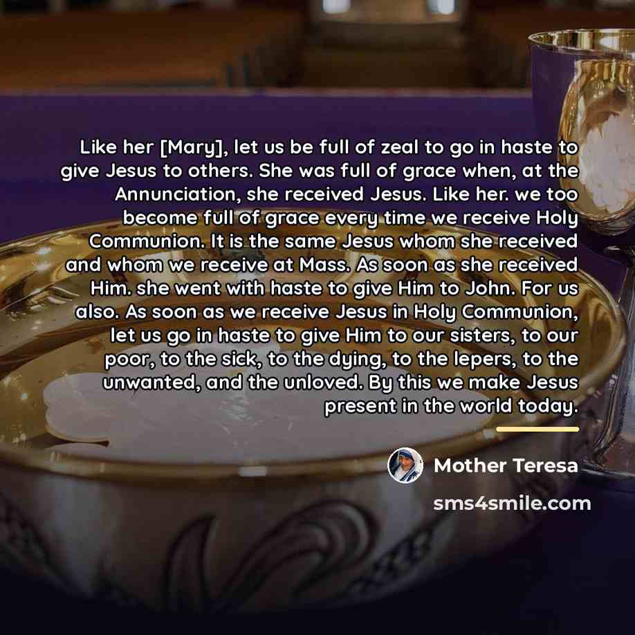 “Like her [Mary], let us be full of zeal to…” quote by Mother Teresa
