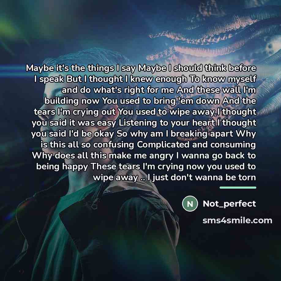 “Maybe it's the things I say Maybe I should think…” quote by Not_perfect