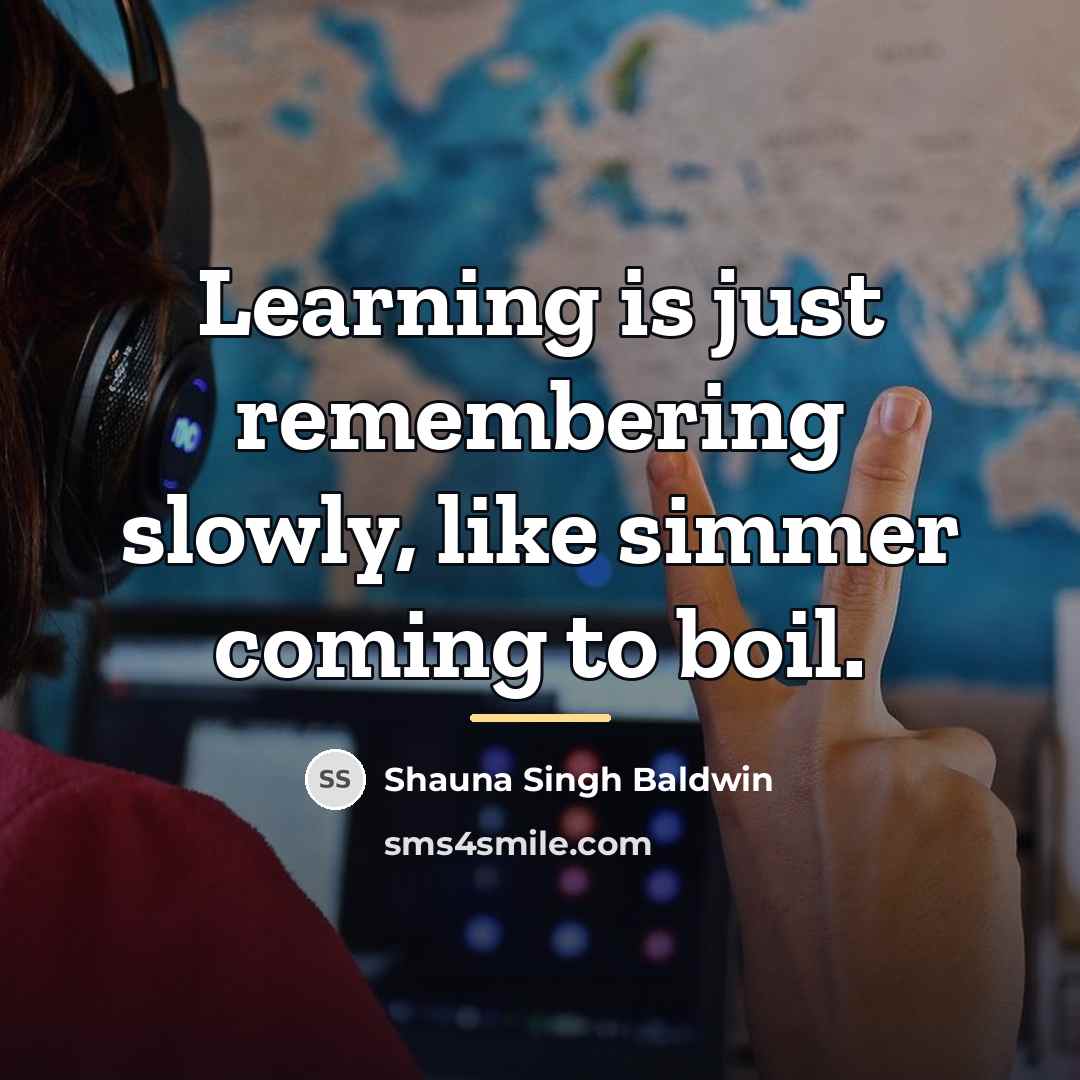 “Learning is just remembering slowly, like simmer coming to boil.…” quote by Shauna Singh Baldwin