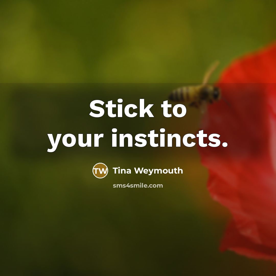“Stick to your instincts.…” quote by Tina Weymouth