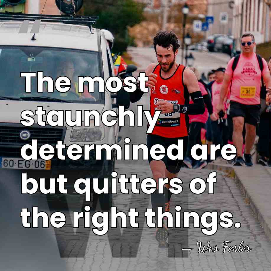 The most staunchly determined are but quitters of the right things. - Wes Fesler