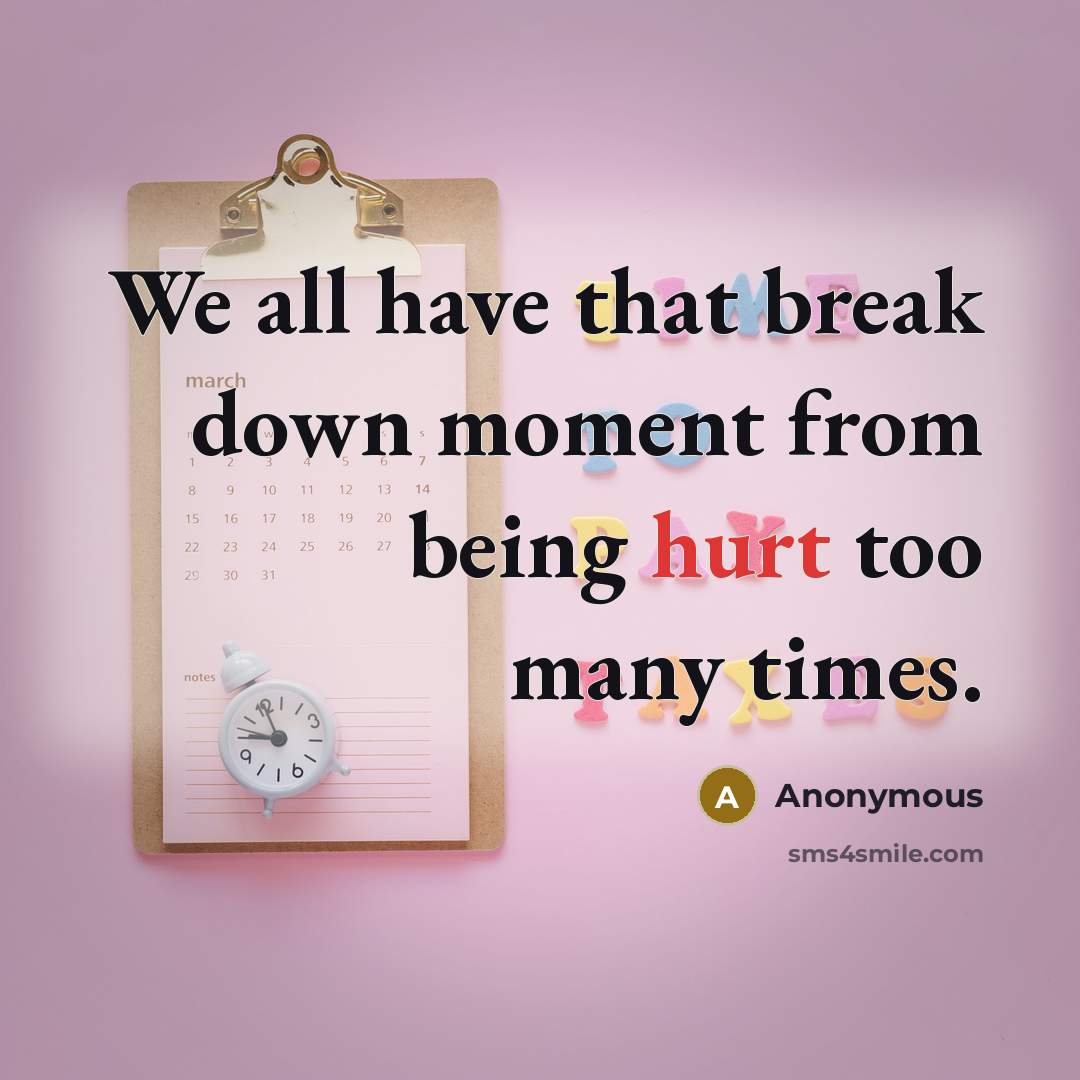 “We all have that break down moment from being hurt too many times.” quote by Anonymous