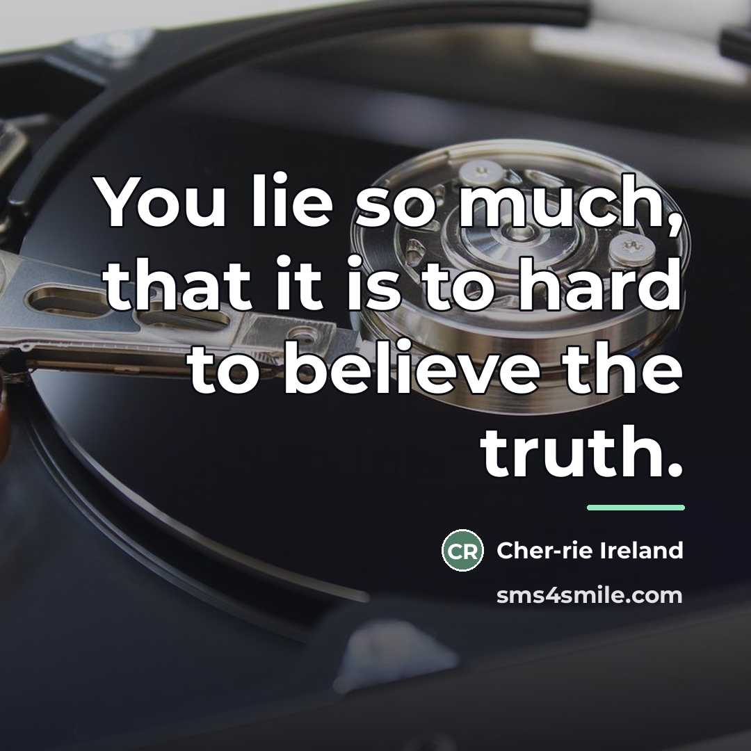 “You lie so much, that it is to hard to…” quote by Cher-rie Ireland