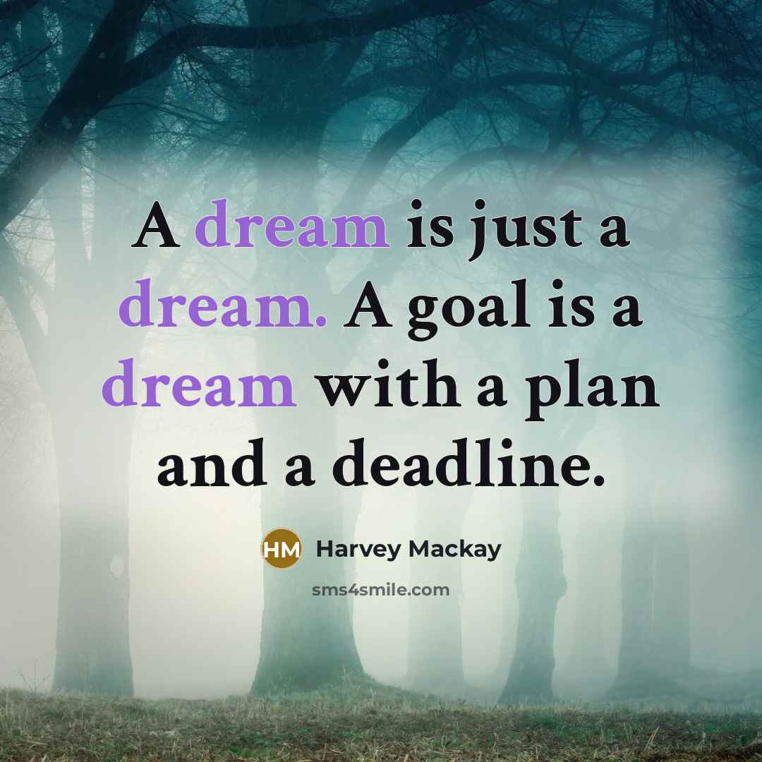 “A dream is just a dream. A goal is a…” quote by Harvey Mackay