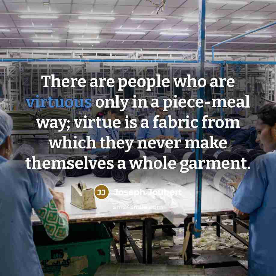 “There are people who are virtuous only in a piece-meal…” quote by Joseph Joubert