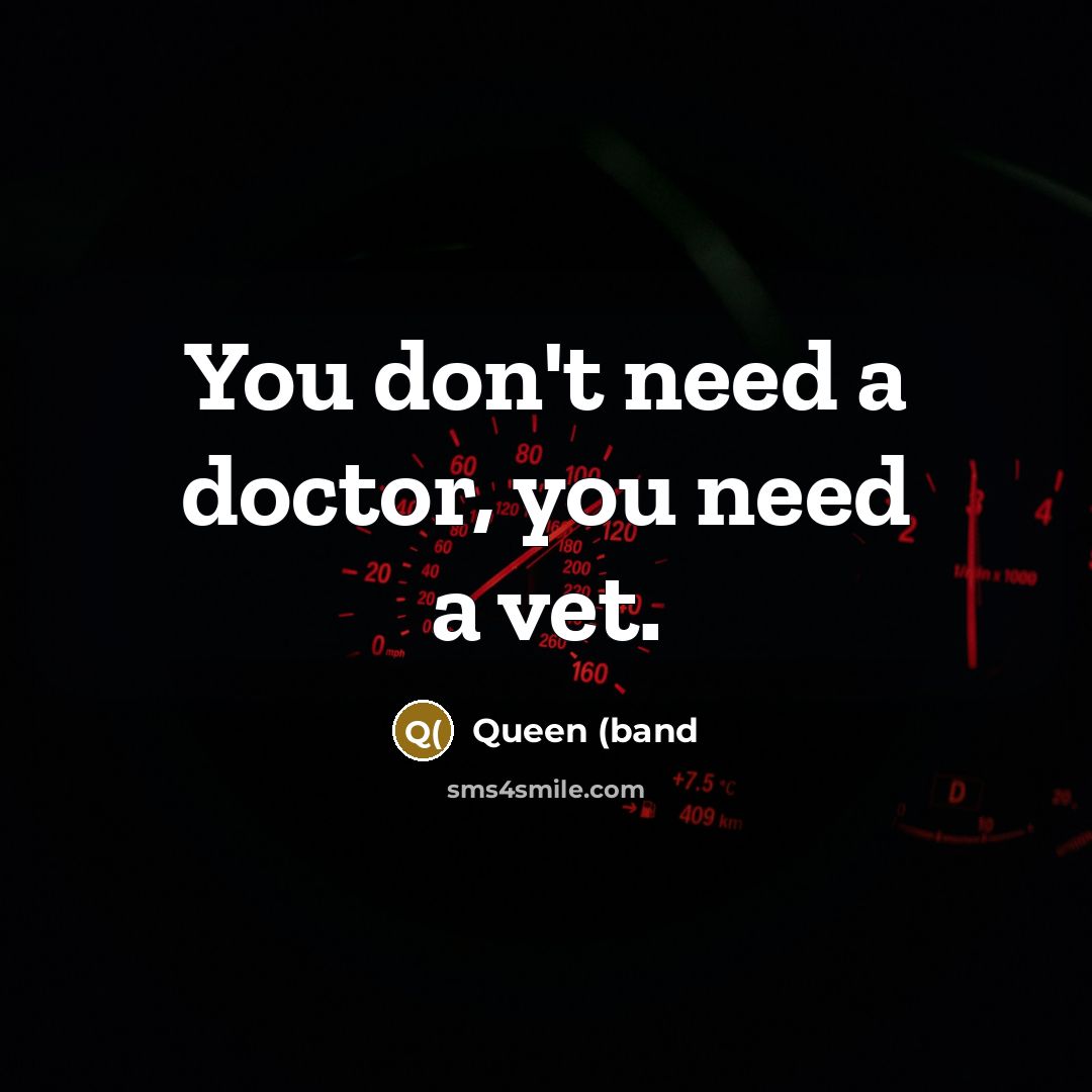 “You don't need a doctor, you need a vet.…” quote by Queen (band