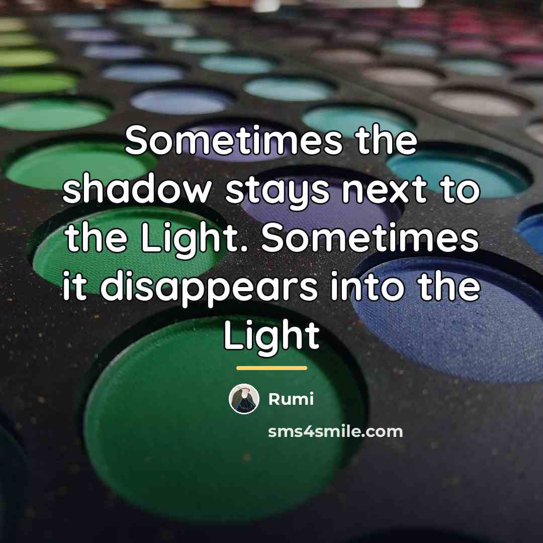 “Sometimes the shadow stays next to the Light. Sometimes it…” quote by Rumi