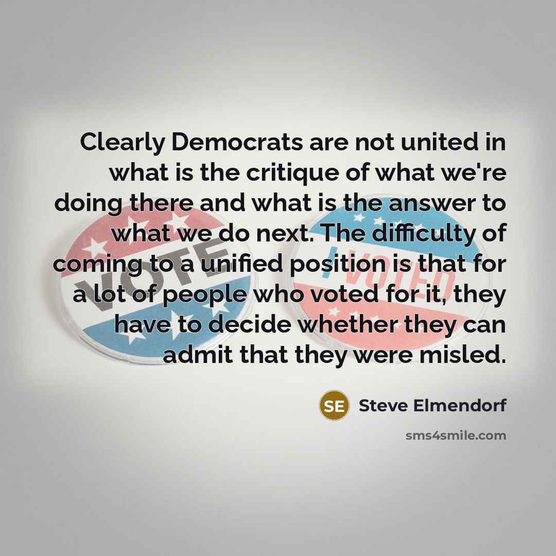 “Clearly Democrats are not united in what is the critique…” quote by Steve Elmendorf