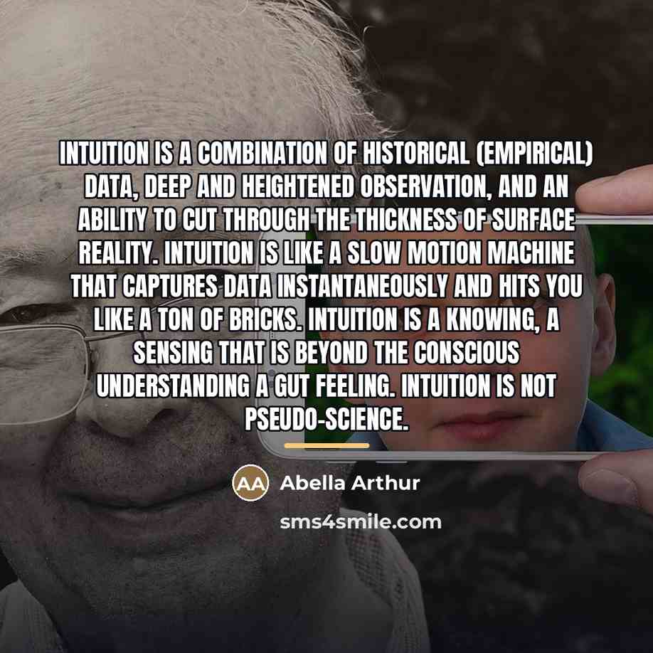 “Intuition is a combination of historical (empirical) data, deep and…” quote by Abella Arthur