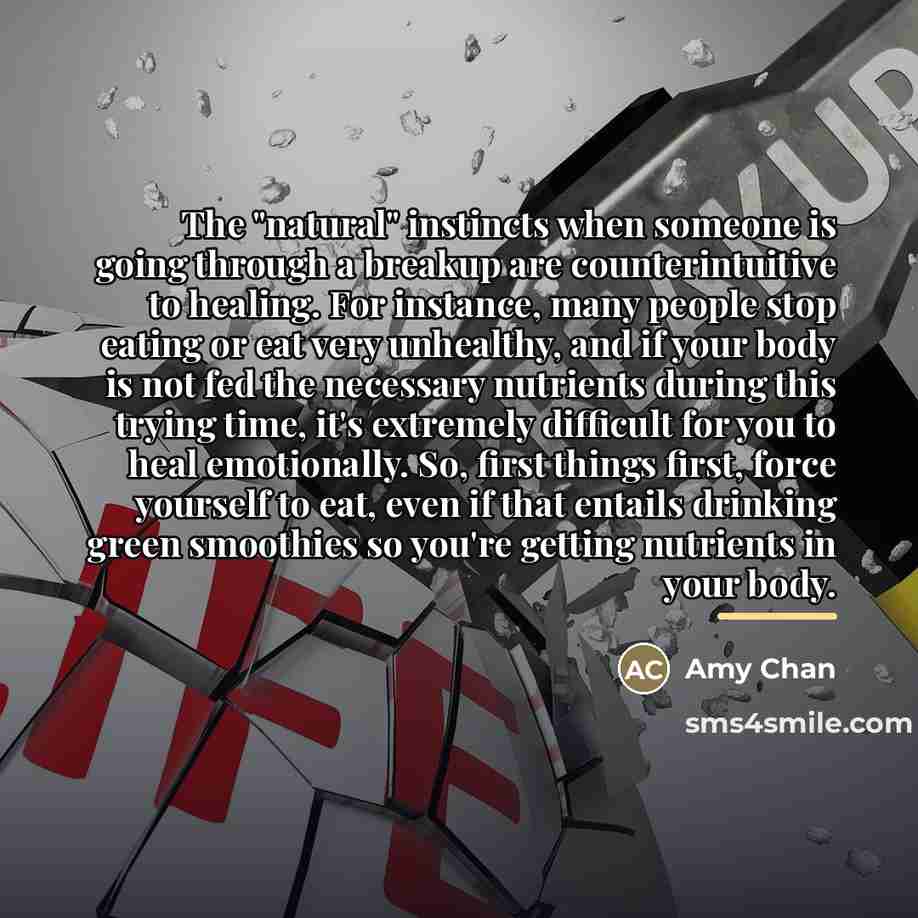 “The "natural" instincts when someone is going through a breakup…” quote by Amy Chan