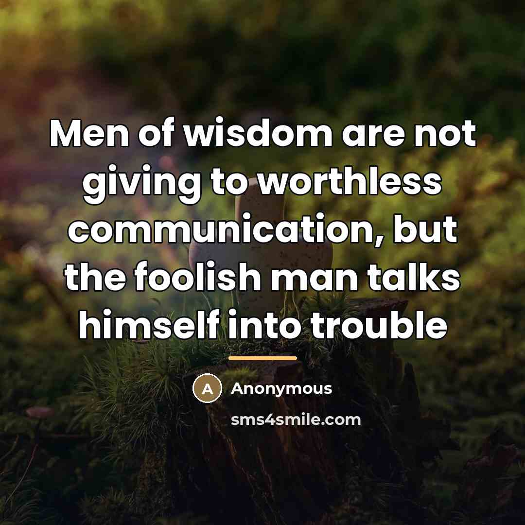 “Men of wisdom are not giving to worthless communication, but…” quote by Anonymous