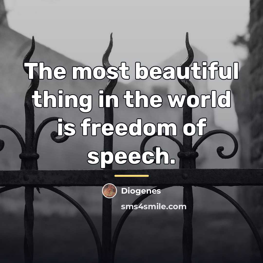 “The most beautiful thing in the world is freedom of…” quote by Diogenes
