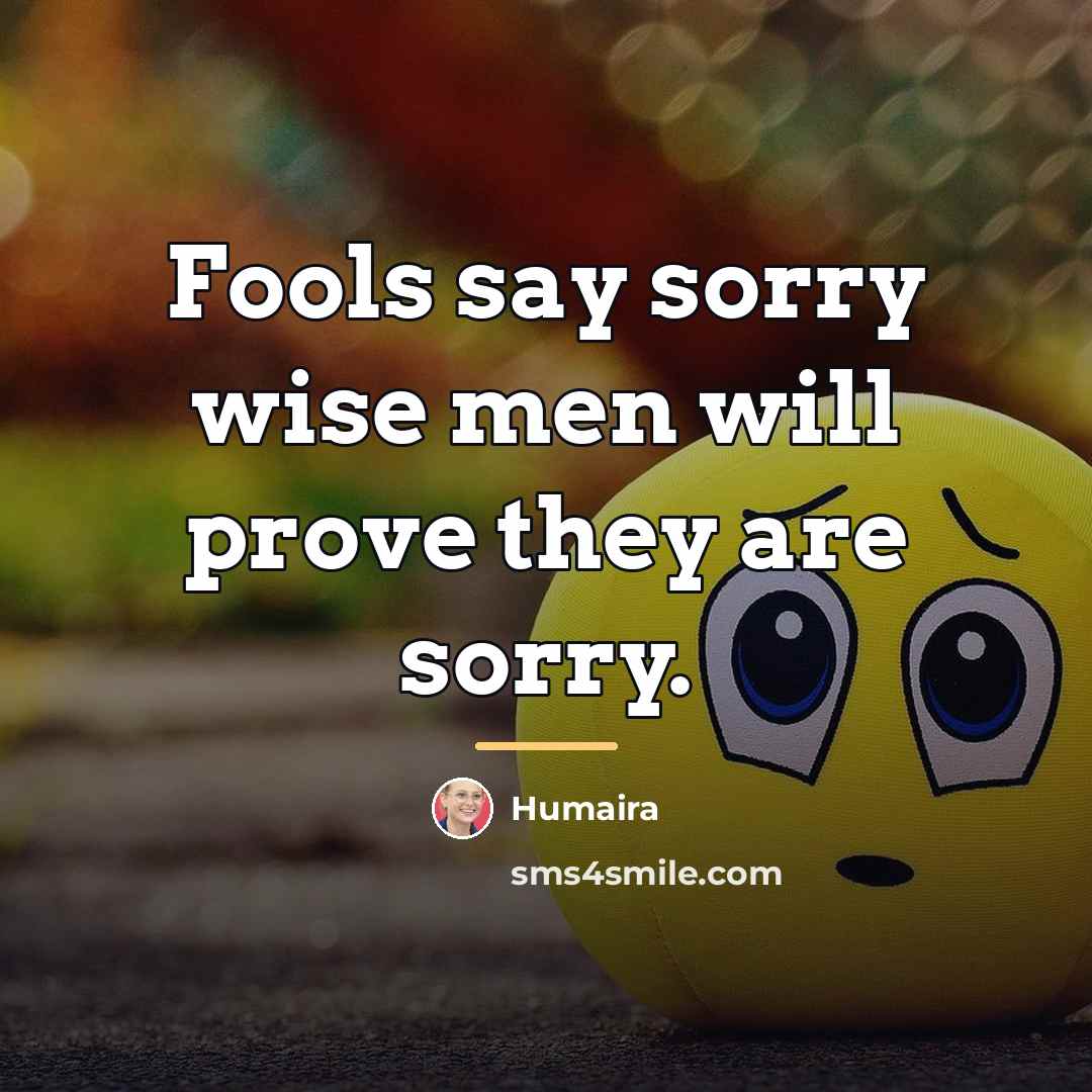“Fools say sorry wise men will prove they are sorry.…” quote by Humaira