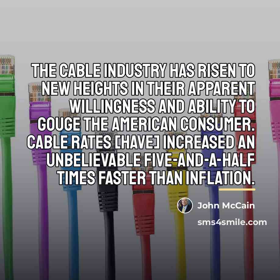 “The cable industry has risen to new heights in their…” quote by John McCain