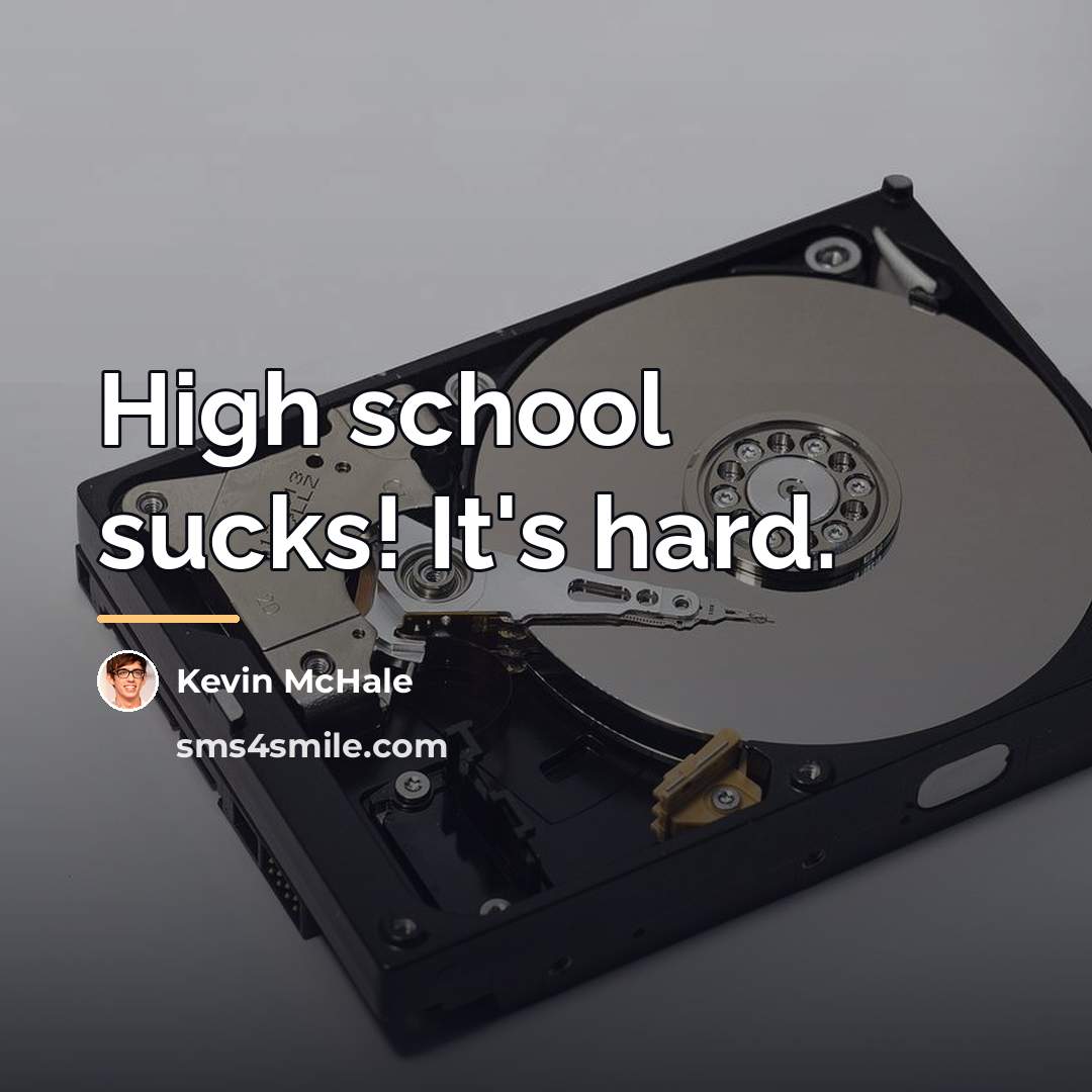 “High school sucks! It's hard.…” quote by Kevin McHale