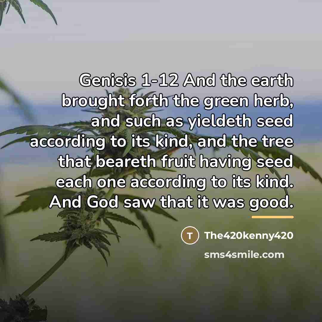 “Genisis 1-12 And the earth brought forth the green herb,…” quote by The420kenny420