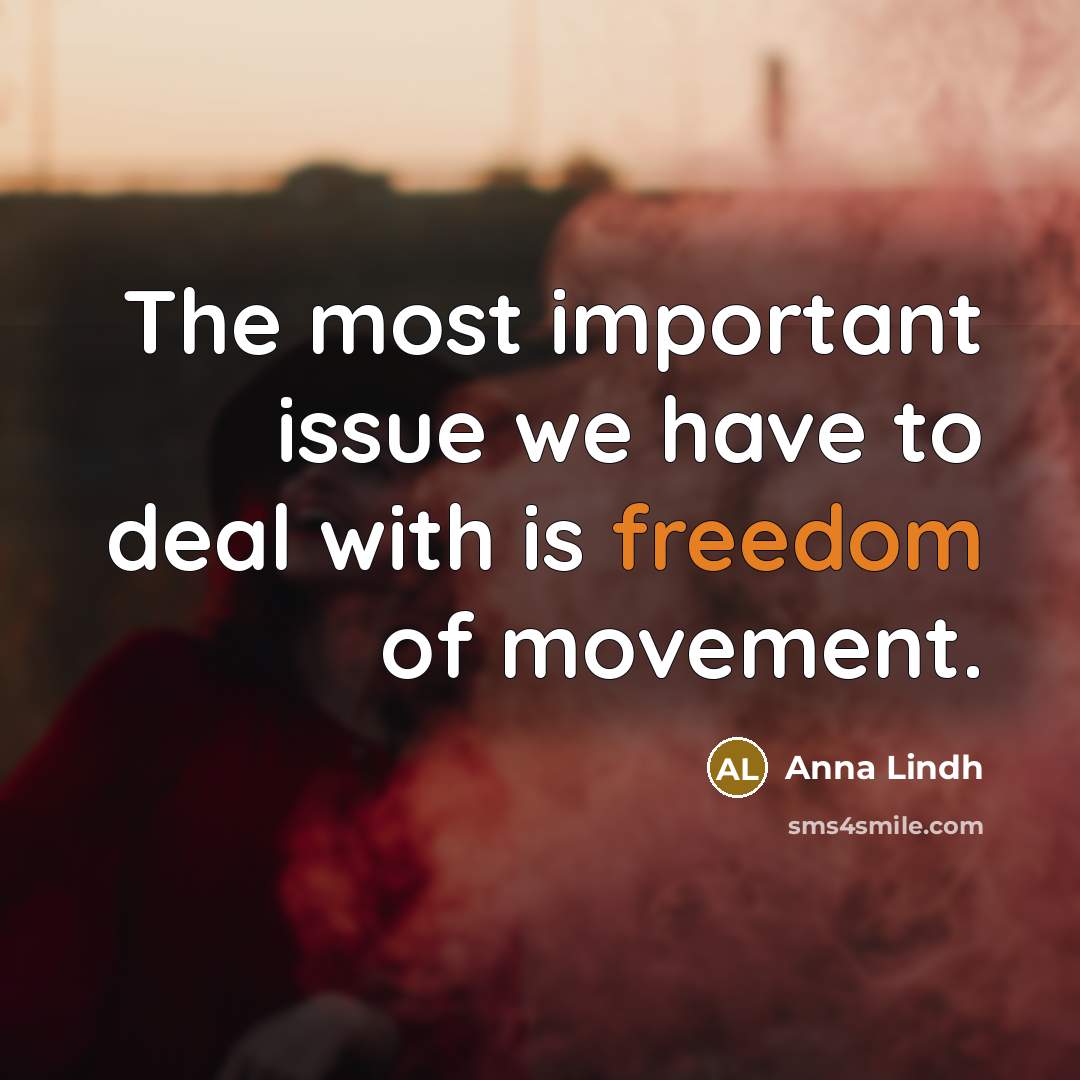 “The most important issue we have to deal with is…” quote by Anna Lindh
