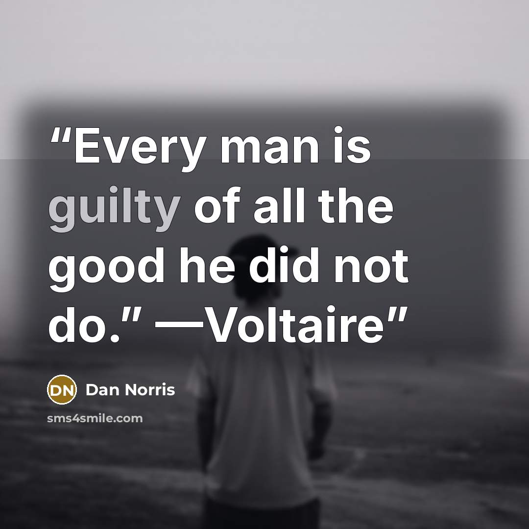 “Every man is guilty of all the good he did not do.” —Voltaire” quote by Dan Norris
