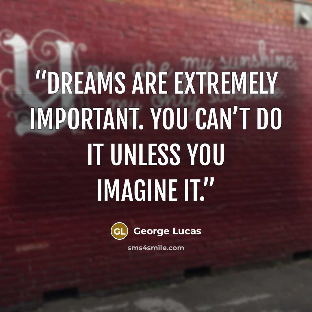 “Dreams are extremely important. You can’t do it unless you imagine it.” quote by George Lucas