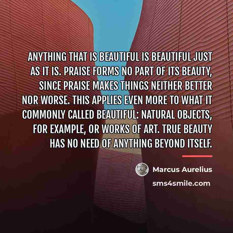 “Anything that is beautiful is beautiful just as it is.…” quote by Marcus Aurelius