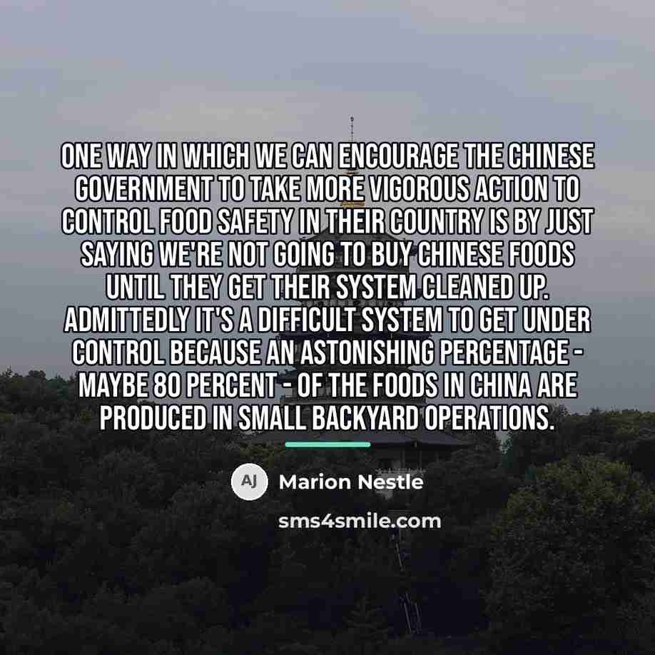 “One way in which we can encourage the Chinese government…” quote by Marion Nestle