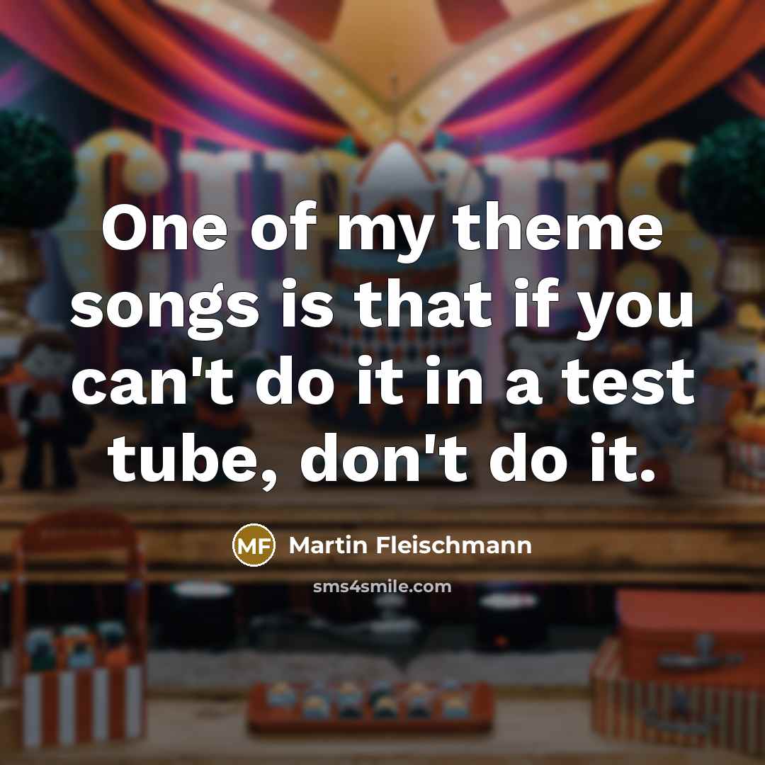 “One of my theme songs is that if you can't…” quote by Martin Fleischmann