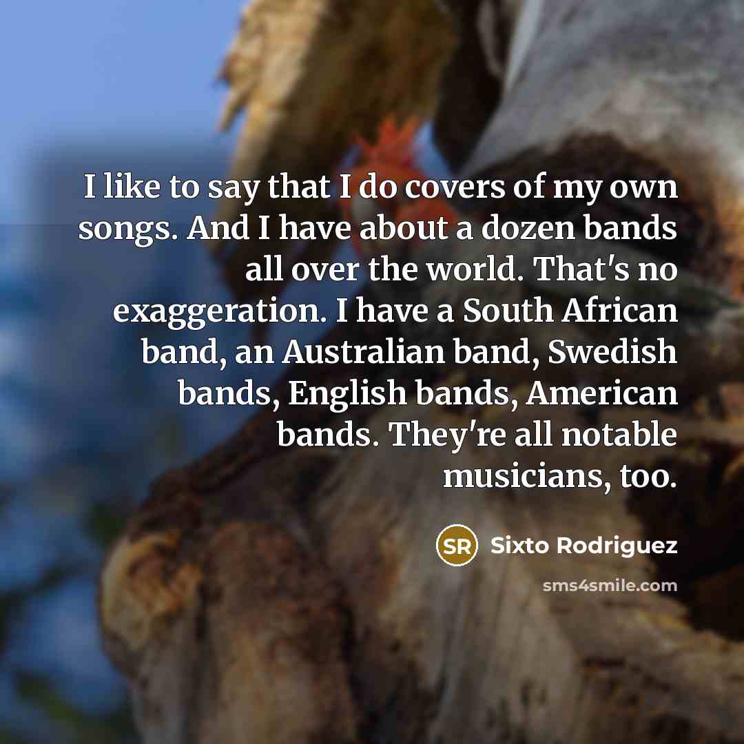 “I like to say that I do covers of my…” quote by Sixto Rodriguez