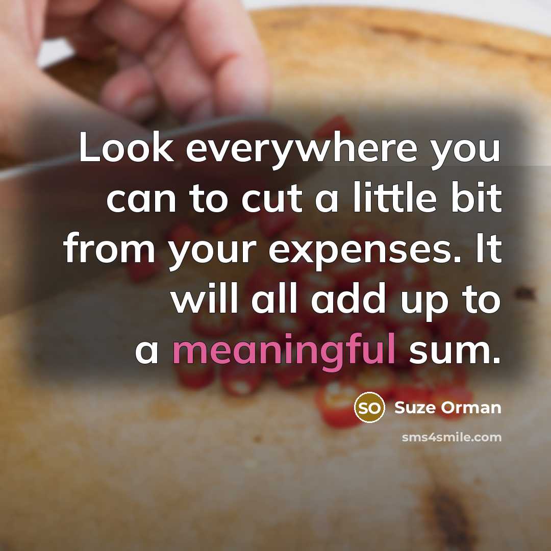 “Look everywhere you can to cut a little bit from…” quote by Suze Orman
