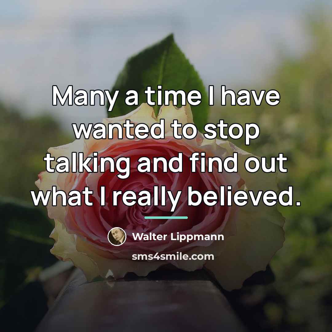 “Many a time I have wanted to stop talking and…” quote by Walter Lippmann