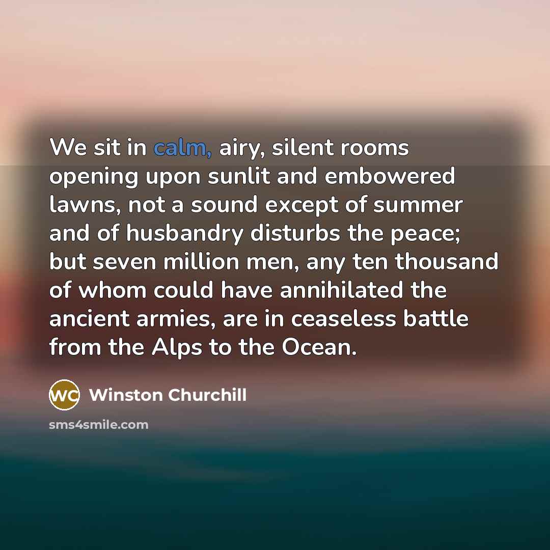 “We sit in calm, airy, silent rooms opening upon sunlit…” quote by Winston Churchill