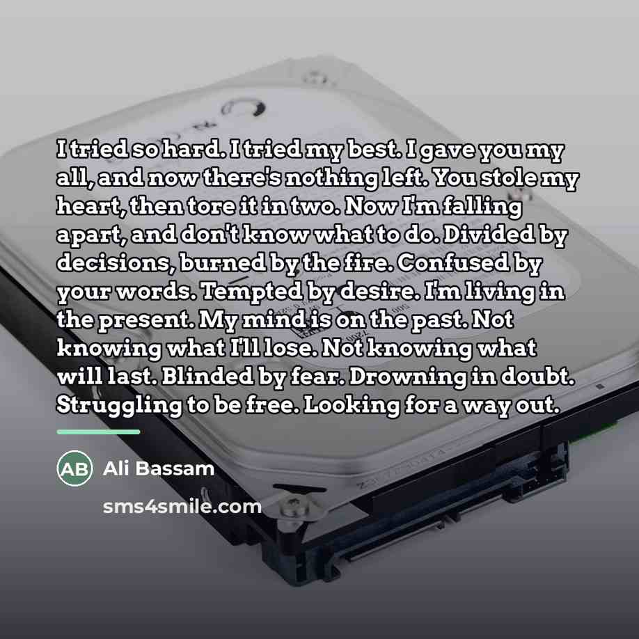 “I tried so hard. I tried my best. I gave…” quote by Ali Bassam
