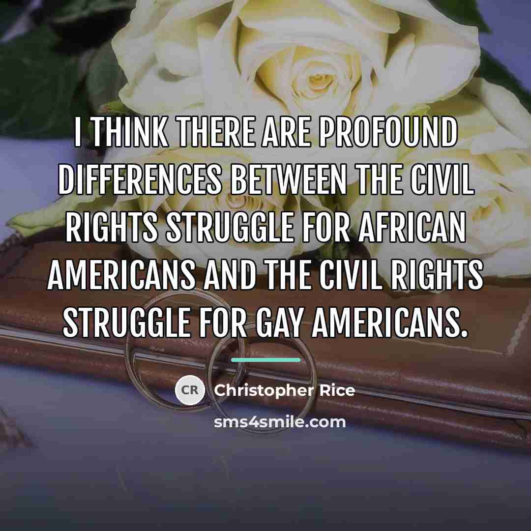 “I think there are profound differences between the civil rights…” quote by Christopher Rice