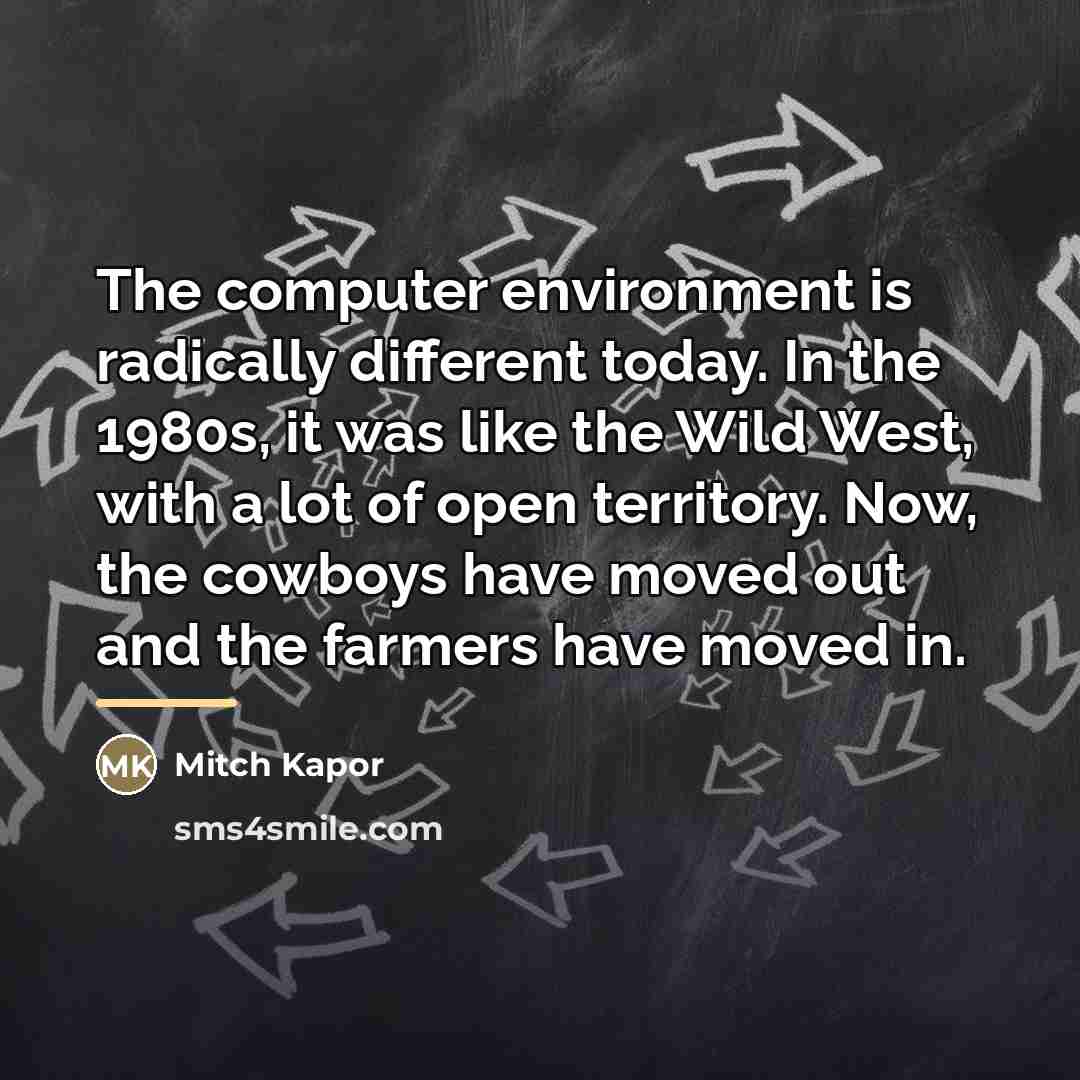 “The computer environment is radically different today. In the 1980s,…” quote by Mitch Kapor