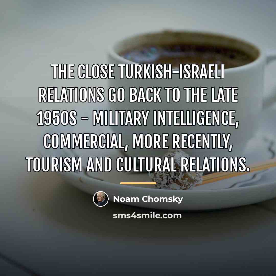 “The close Turkish-Israeli relations go back to the late 1950s…” quote by Noam Chomsky