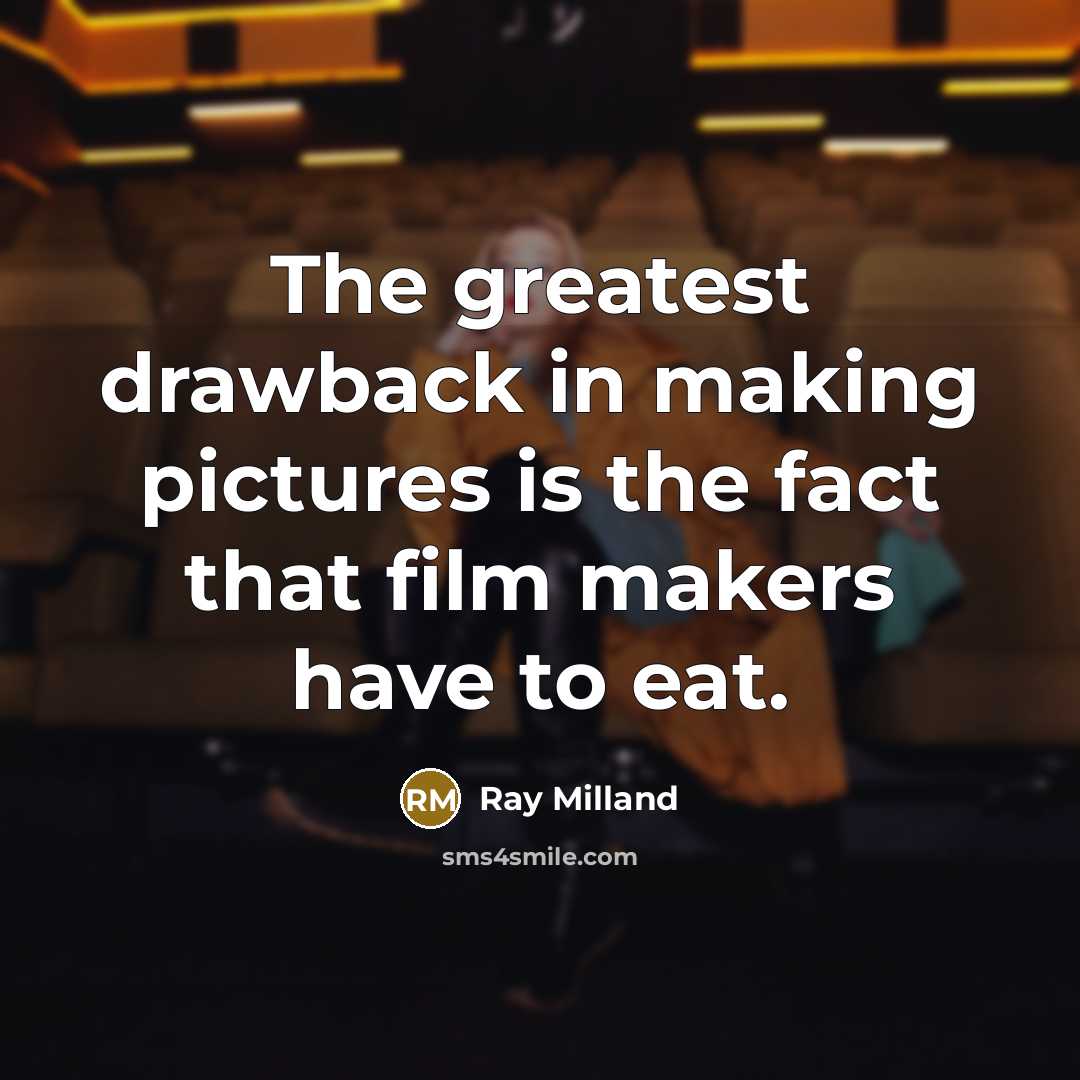 “The greatest drawback in making pictures is the fact that…” quote by Ray Milland