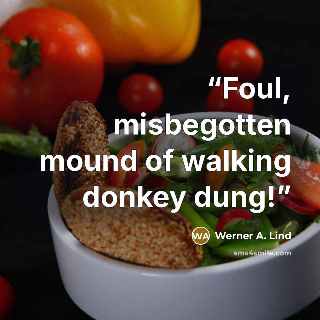 “Foul, misbegotten mound of walking donkey dung!” quote by Werner A. Lind