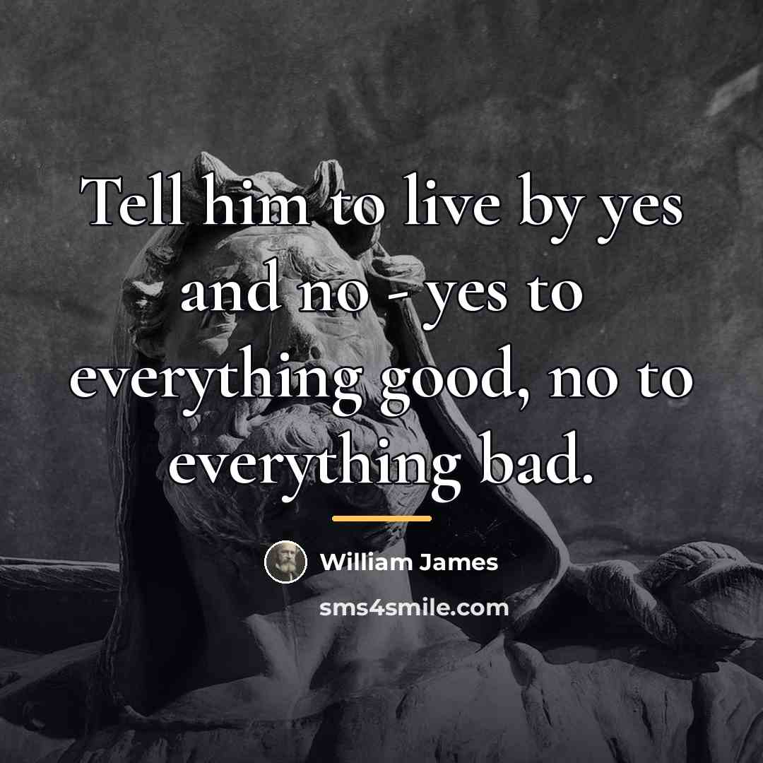 “Tell him to live by yes and no - yes…” quote by William James