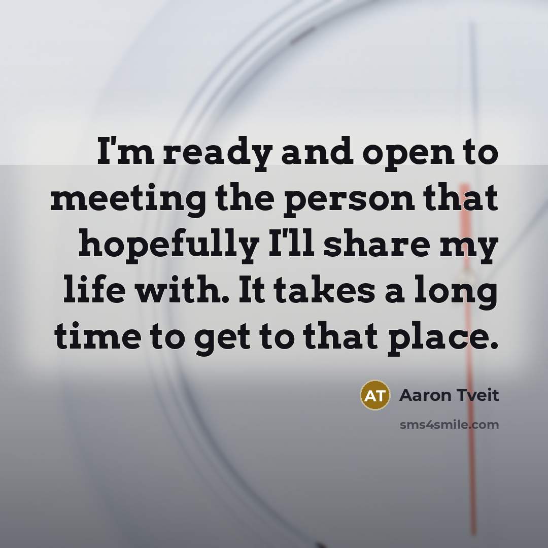 “I'm ready and open to meeting the person that hopefully…” quote by Aaron Tveit