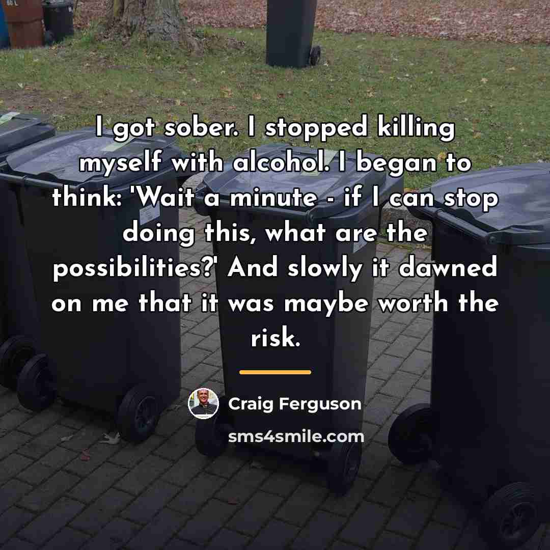 “I got sober. I stopped killing myself with alcohol. I…” quote by Craig Ferguson