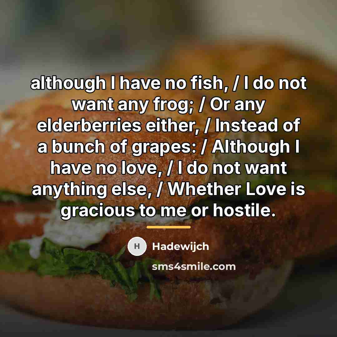 “although I have no fish, / I do not want…” quote by Hadewijch