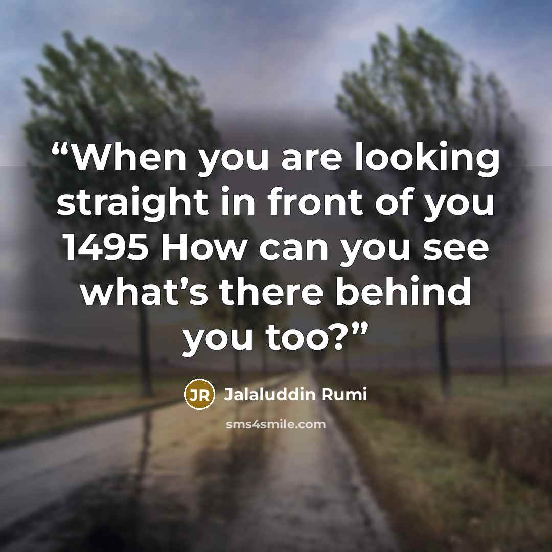 “When you are looking straight in front of you 1495 How can you see what’s there behind you too?” quote by Jalaluddin Rumi