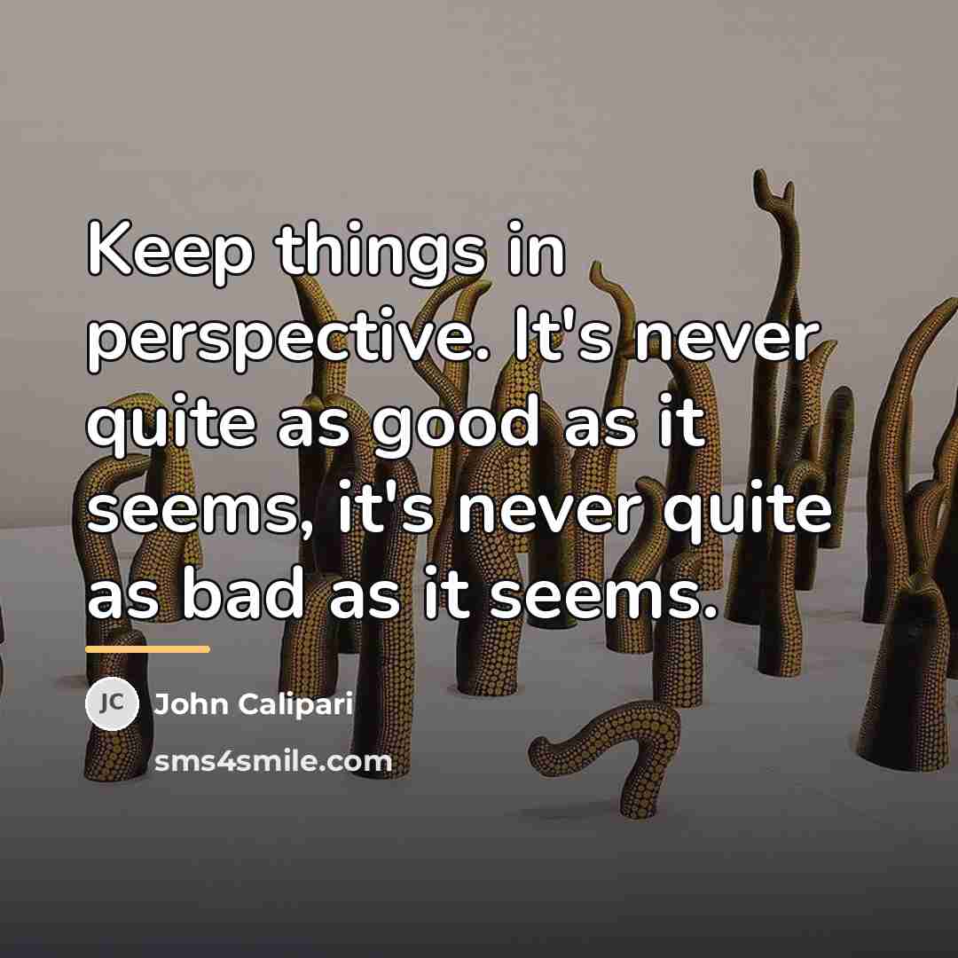 “Keep things in perspective. It's never quite as good as…” quote by John Calipari