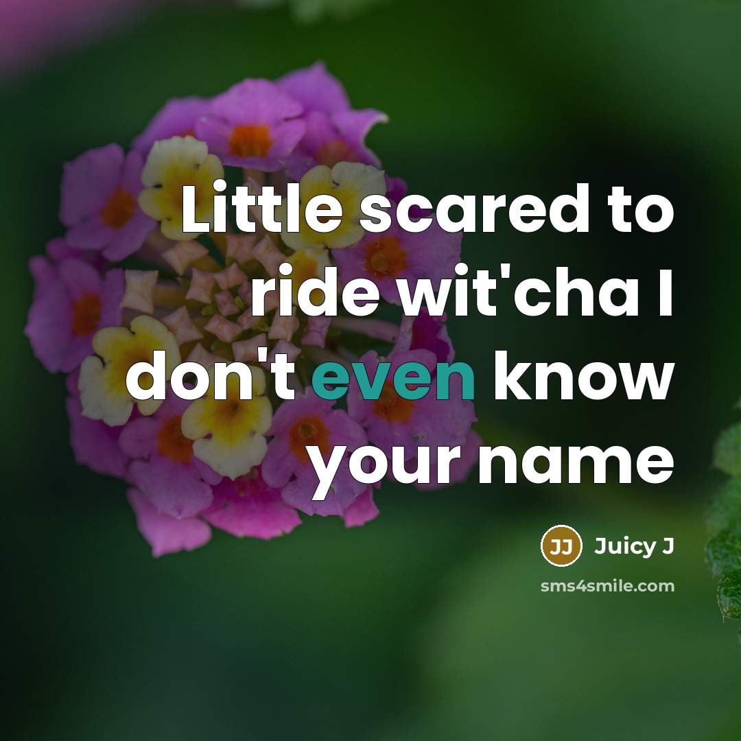 “Little scared to ride wit'cha I don't even know your…” quote by Juicy J