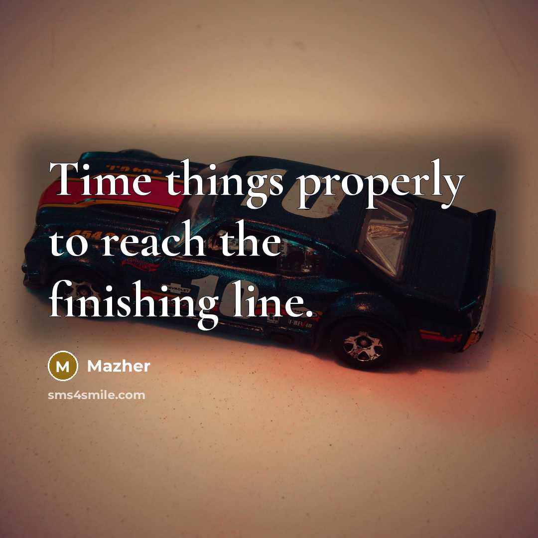 “Time things properly to reach the finishing line.” quote by Mazher