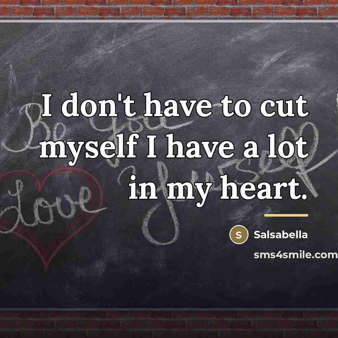 “I don't have to cut myself I have a lot…” quote by Salsabella