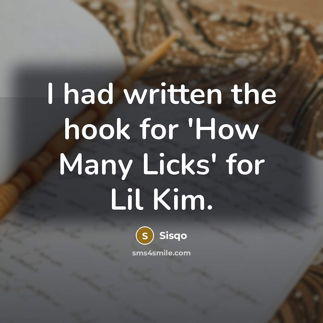 “I had written the hook for 'How Many Licks' for…” quote by Sisqo