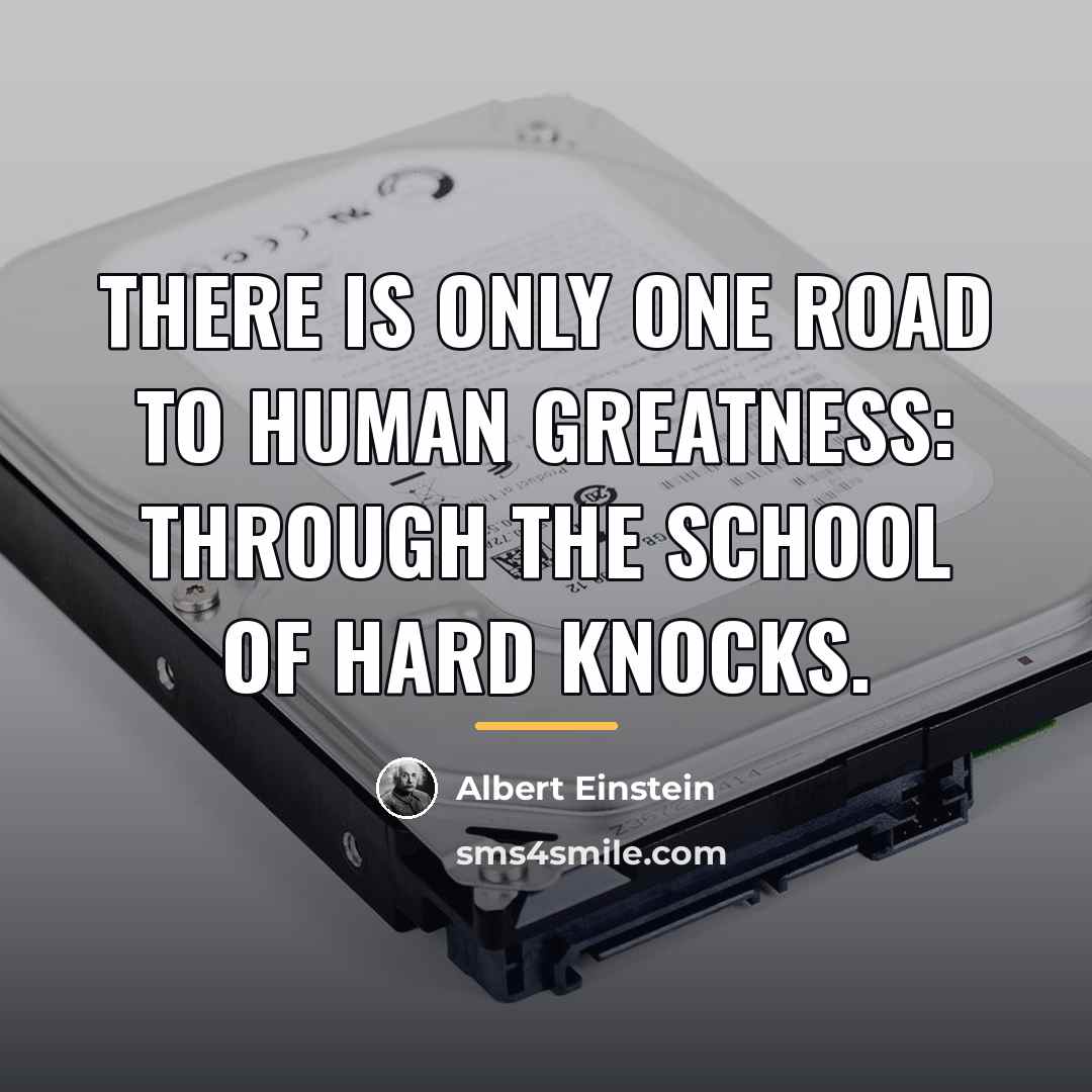 “There is only one road to human greatness: through the…” quote by Albert Einstein